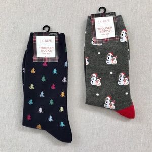 J. Crew New Snowman & Christmas Tree Trouser Socks